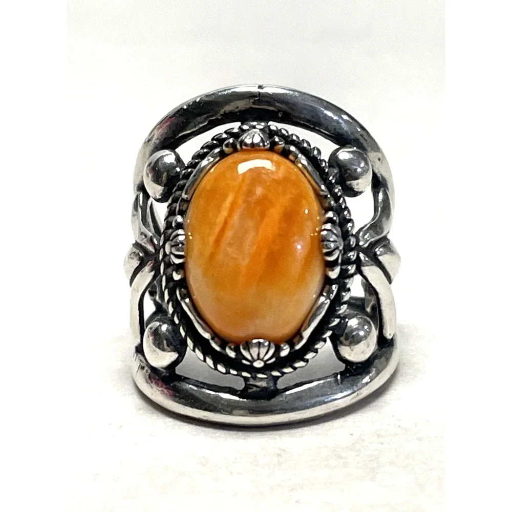 Carolyn Pollack Relios 925 Sterling Silver Butterscotch Egg Yolk Amber Ring Sz 6